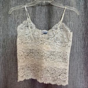 Abercrombie Sheer Lace White Tank, Size Small